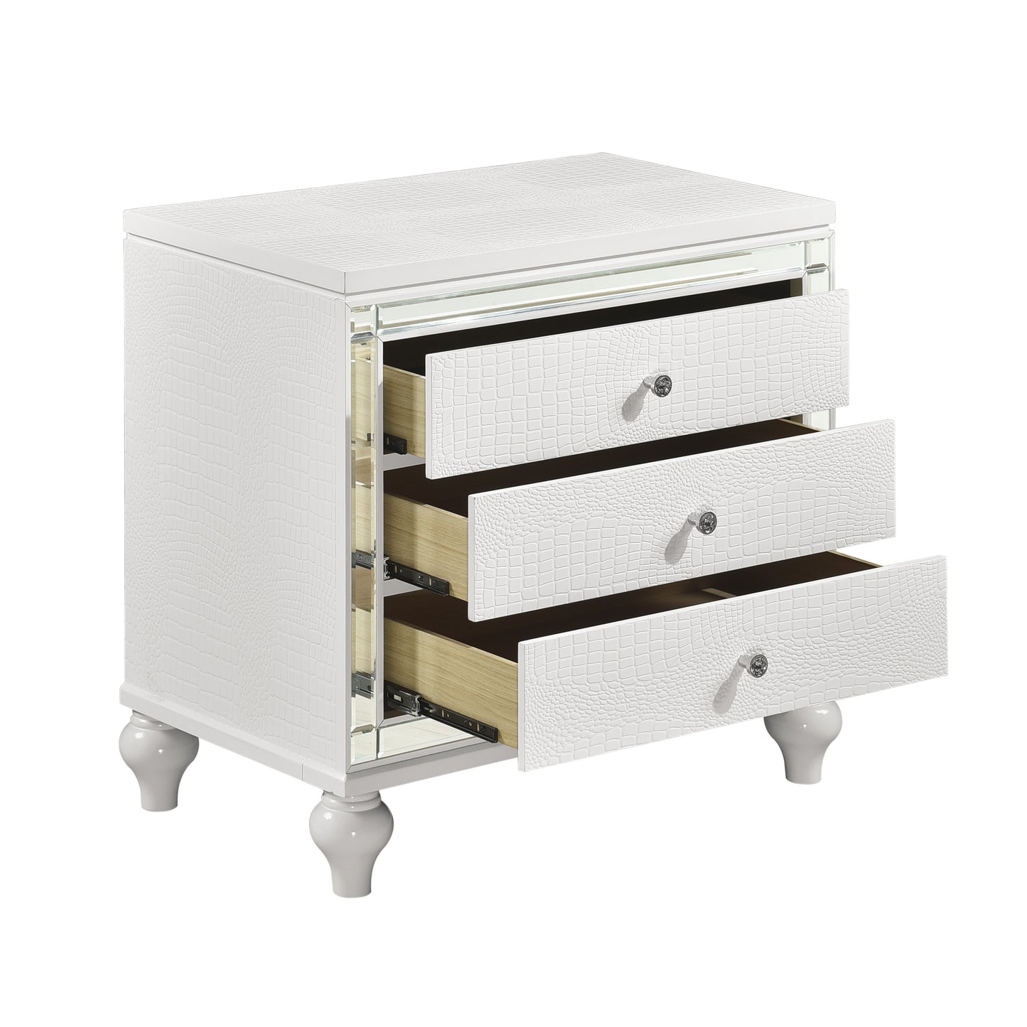 Homelegance Nightstand Alonza Metallic White Finish 1845-4