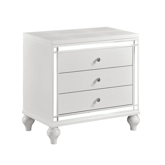 Homelegance Nightstand Alonza Metallic White Finish 1845-4