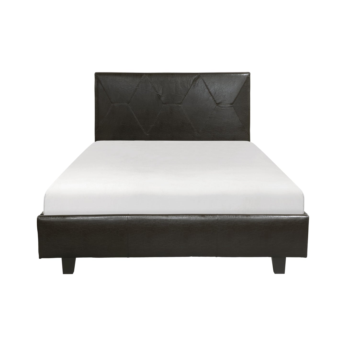 Homelegance Queen Bed DeLeon Dark Brown Upholstery with Diamond Stitch 1881PU-1