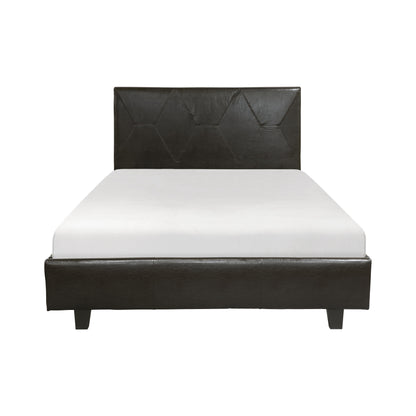 Homelegance Queen Bed DeLeon Dark Brown Upholstery with Diamond Stitch 1881PU-1