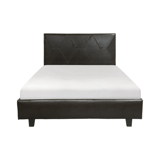 Homelegance Queen Bed DeLeon Dark Brown Upholstery with Diamond Stitch 1881PU-1