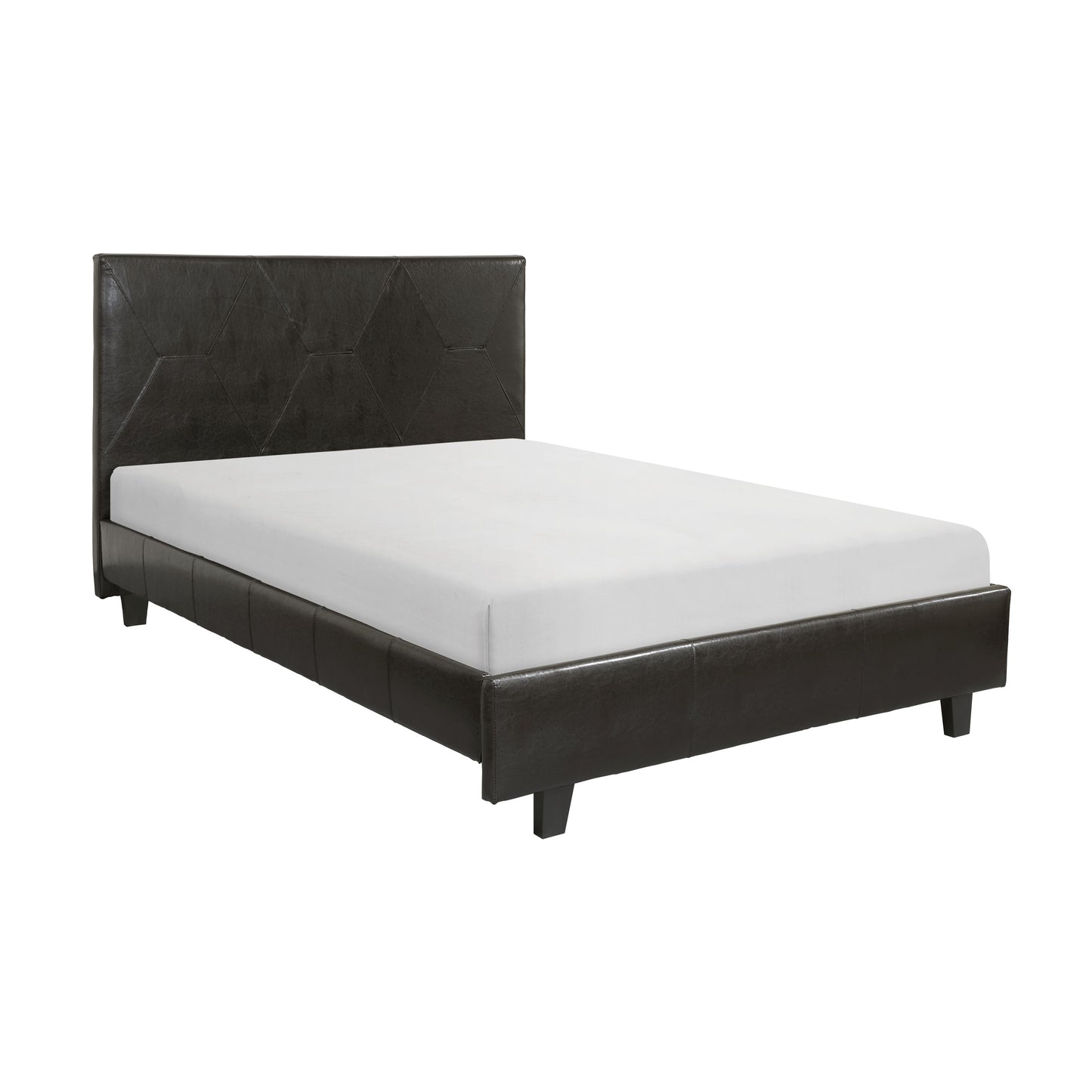 Homelegance Queen Bed DeLeon Dark Brown Upholstery with Diamond Stitch 1881PU-1
