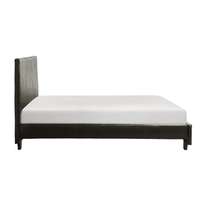 Homelegance Queen Bed DeLeon Dark Brown Upholstery with Diamond Stitch 1881PU-1