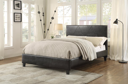 Homelegance Queen Bed DeLeon Dark Brown Upholstery with Diamond Stitch 1881PU-1