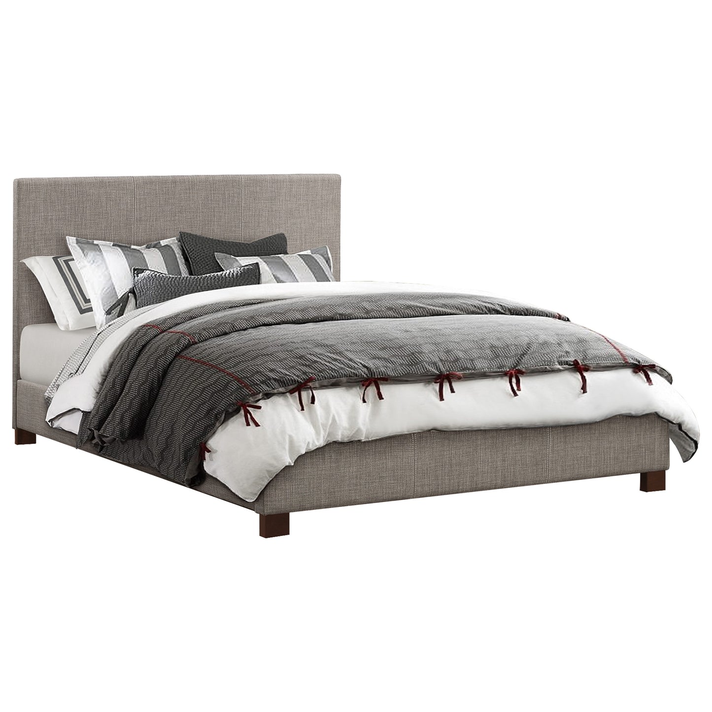 Homelegance Queen Bed Chasin Grey Fabric Upholstery Elegant Design 1896N-1