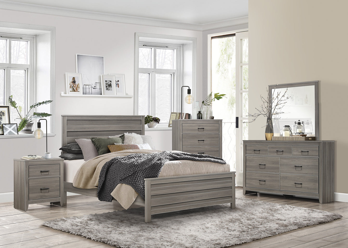 Homelegance Queen Bed Waldorf Gray Finish Elegant Design 1902-1