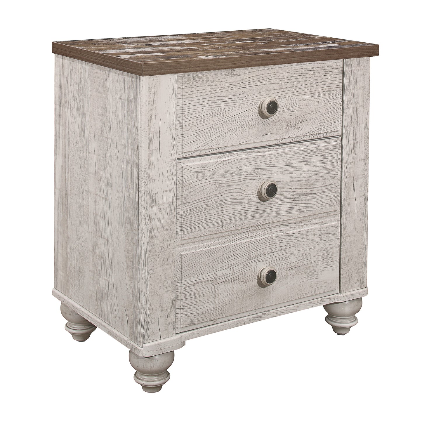 Homelegance Nightstand Nashville Antique White Rich Brown Finish 1903-4