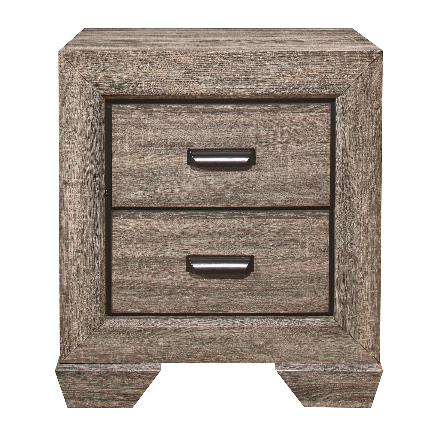 Homelegance Nightstand Beechnut Finish with Elegant Black Pulls 1904-4
