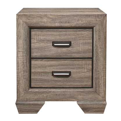 Homelegance Nightstand Beechnut Finish with Elegant Black Pulls 1904-4