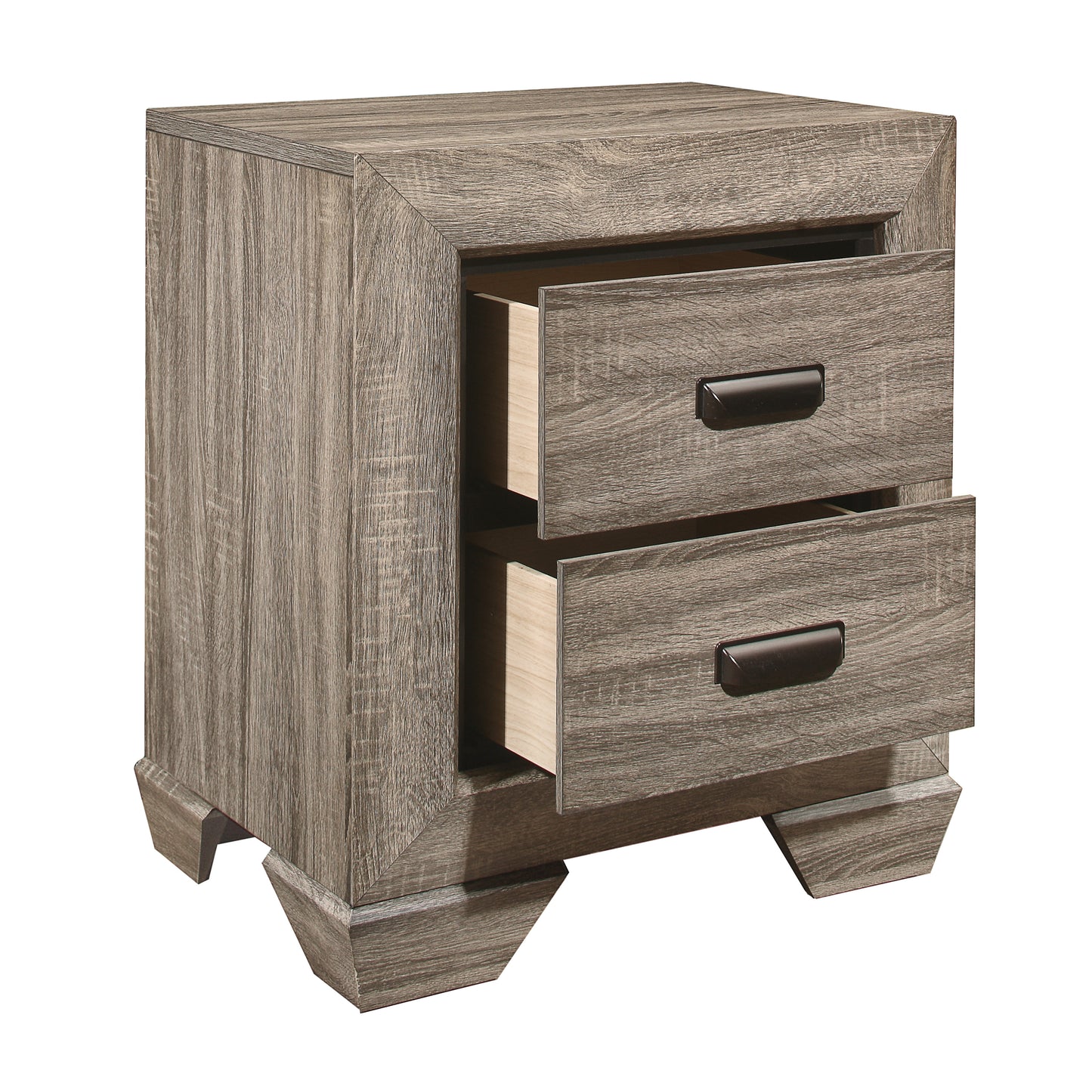 Homelegance Nightstand Beechnut Finish with Elegant Black Pulls 1904-4