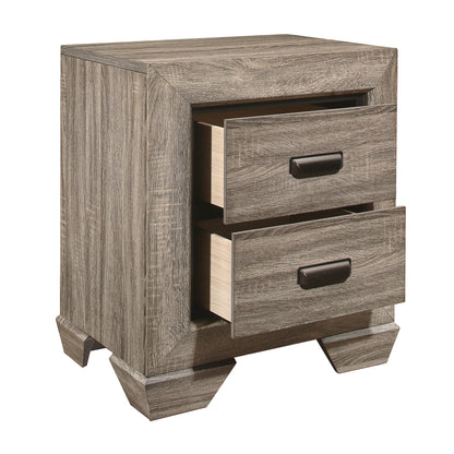 Homelegance Nightstand Beechnut Finish with Elegant Black Pulls 1904-4