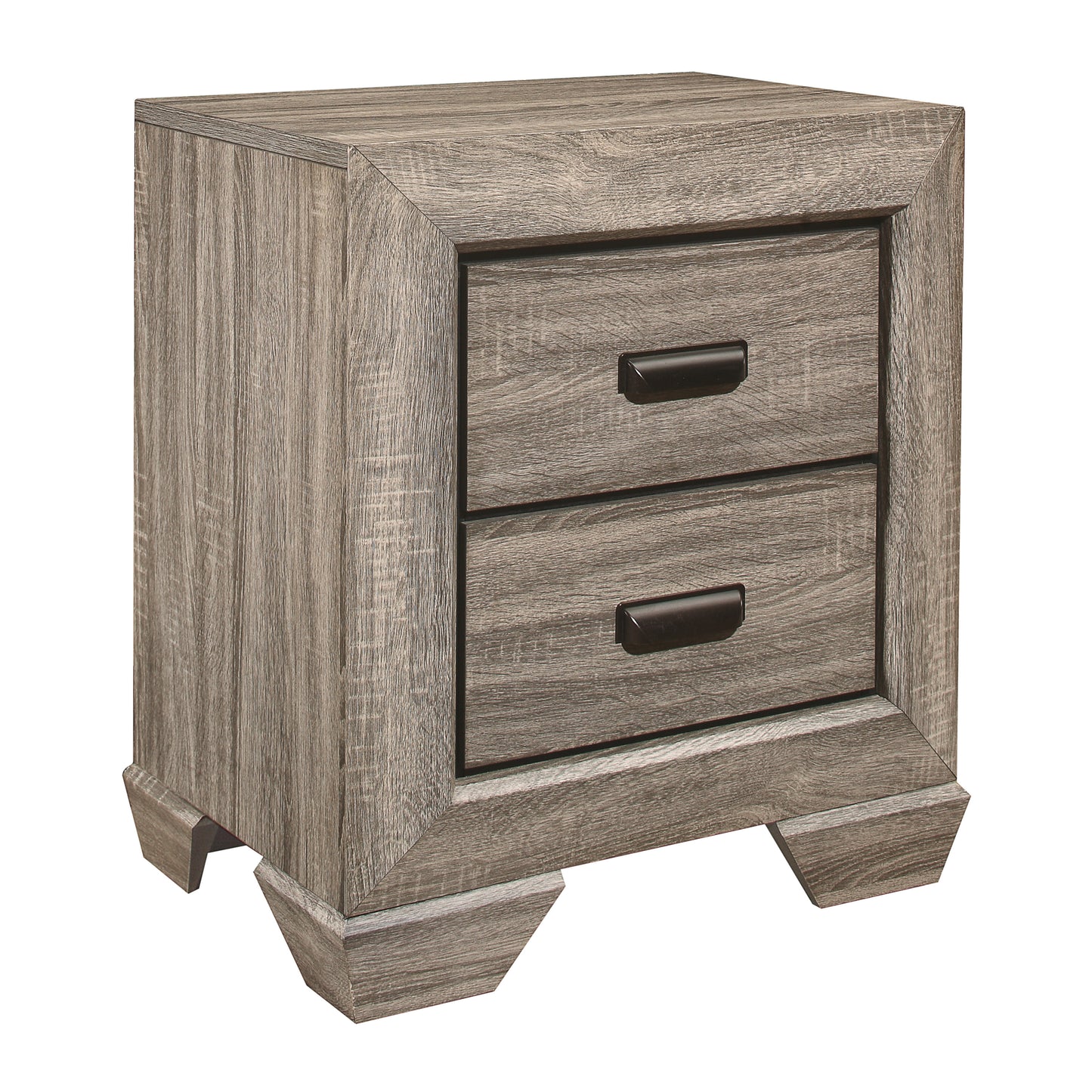 Homelegance Nightstand Beechnut Finish with Elegant Black Pulls 1904-4