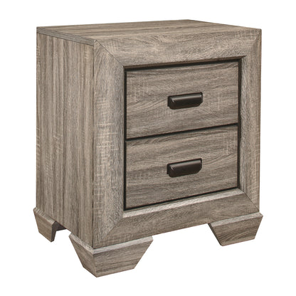 Homelegance Nightstand Beechnut Finish with Elegant Black Pulls 1904-4