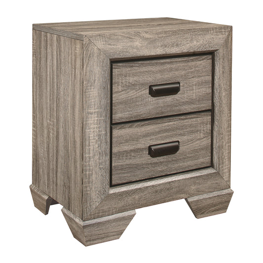 Homelegance Nightstand Beechnut Finish with Elegant Black Pulls 1904-4