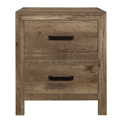 Homelegance Nightstand Mandan Weathered Pine Finish with Two Drawers 1910-4