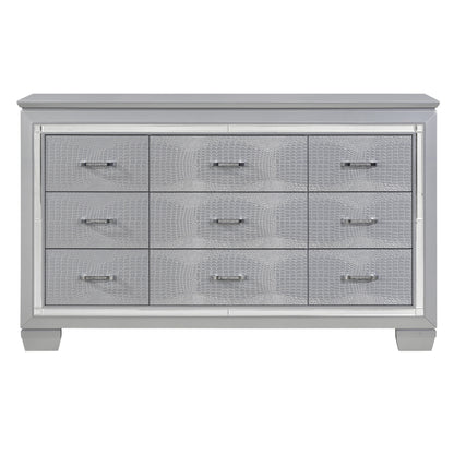 Homelegance Dresser Silver Allura Finish Elegant Storage with Nine Drawers 1916-5