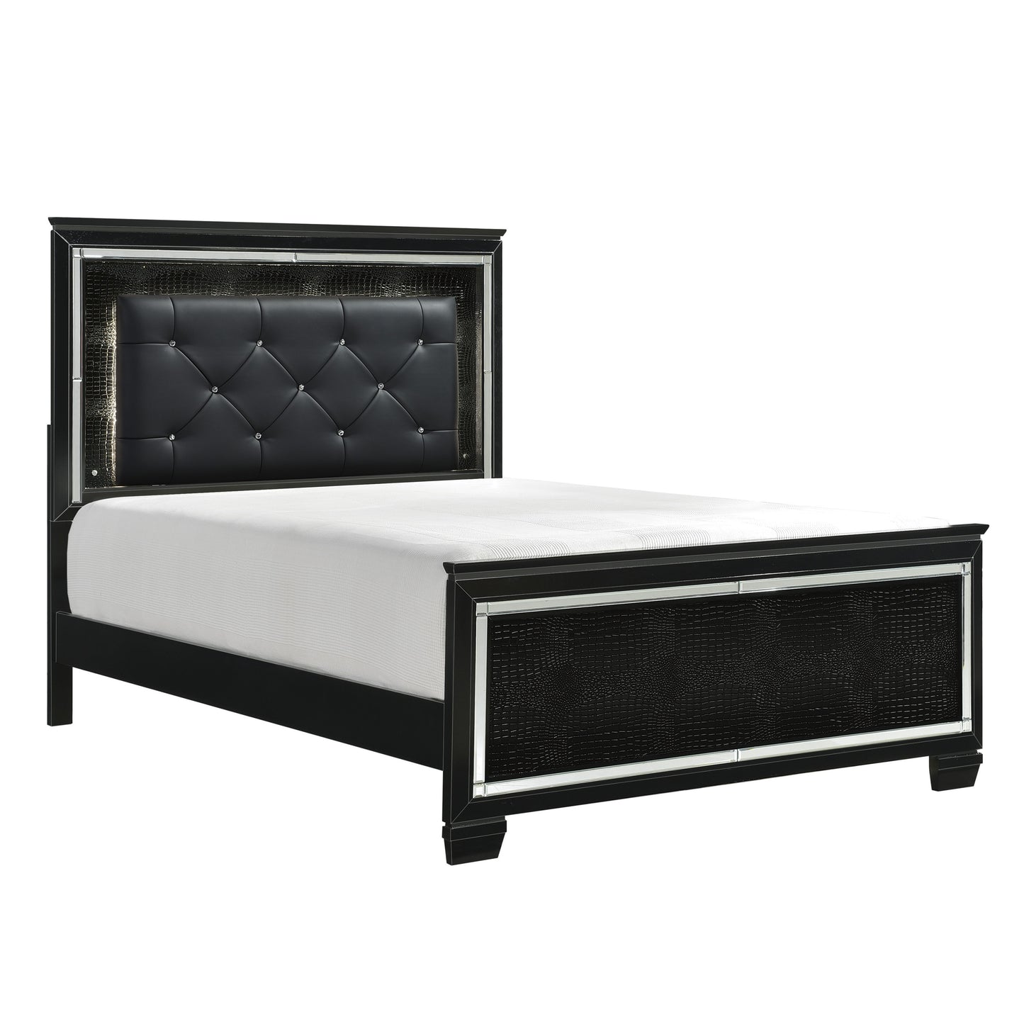 Homelegance Queen Bed Allura Black Finish with LED Headboard 1916BK-1