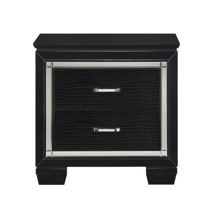 Homelegance Nightstand Allura Black Finish with Crystal Accents 1916BK-4