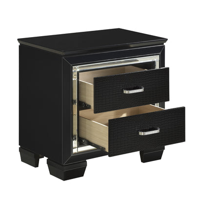 Homelegance Nightstand Allura Black Finish with Crystal Accents 1916BK-4