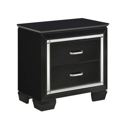 Homelegance Nightstand Allura Black Finish with Crystal Accents 1916BK-4