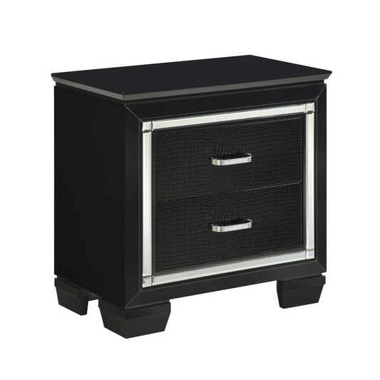 Homelegance Nightstand Allura Black Finish with Crystal Accents 1916BK-4