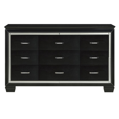 Homelegance Dresser Allura Black Finish with Mirror Trim and Crystal Accents 1916BK-5