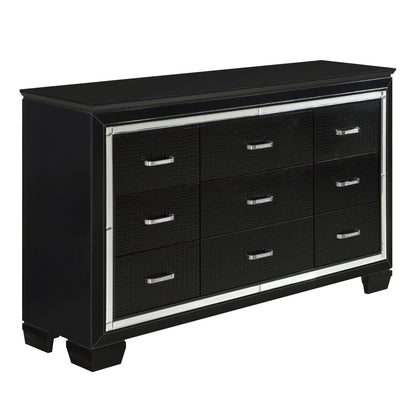 Homelegance Dresser Allura Black Finish with Mirror Trim and Crystal Accents 1916BK-5