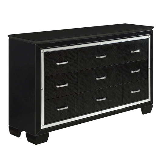 Homelegance Dresser Allura Black Finish with Mirror Trim and Crystal Accents 1916BK-5