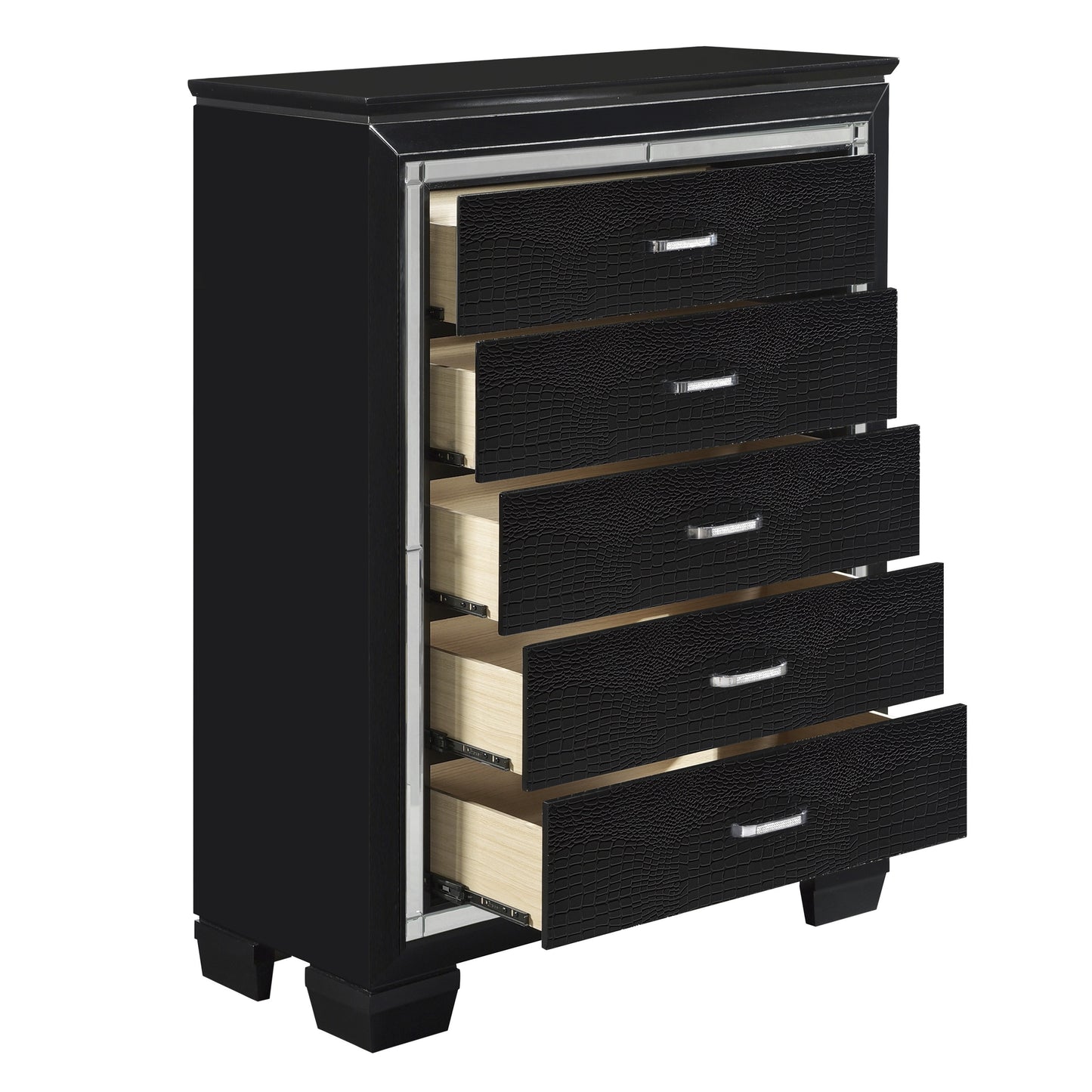 Homelegance Chest Allura Black Finish with Alligator Embossing 1916BK-9