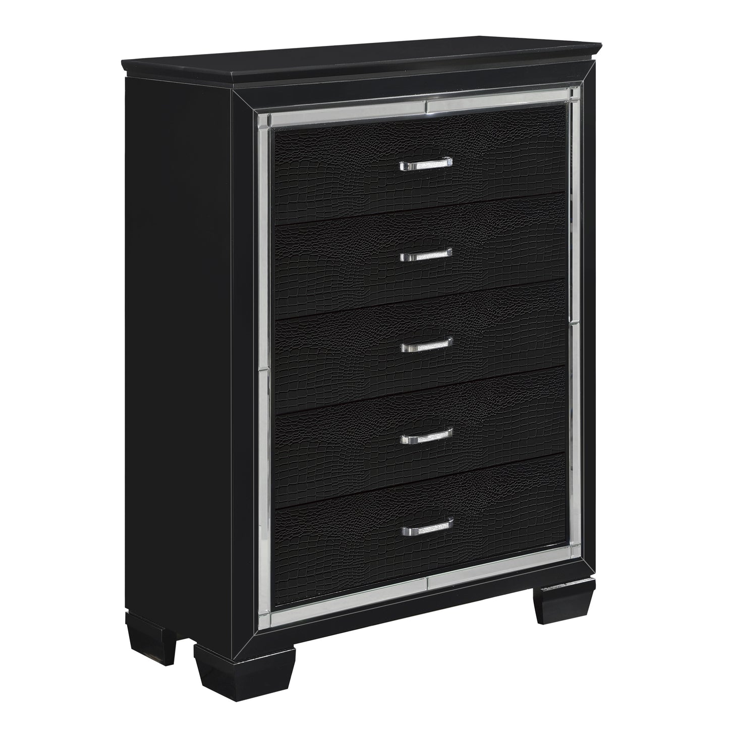 Homelegance Chest Allura Black Finish with Alligator Embossing 1916BK-9