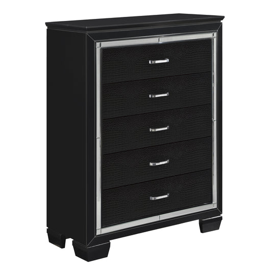 Homelegance Chest Allura Black Finish with Alligator Embossing 1916BK-9