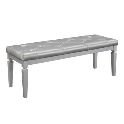 Homelegance Vanity Benches Allura Silver Finish with Acrylic Crystals 1916-FBH