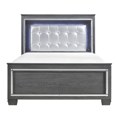 Homelegance Queen Bed Allura Gray Finish with LED Backlight and Crystal Tufted 1916GY-1