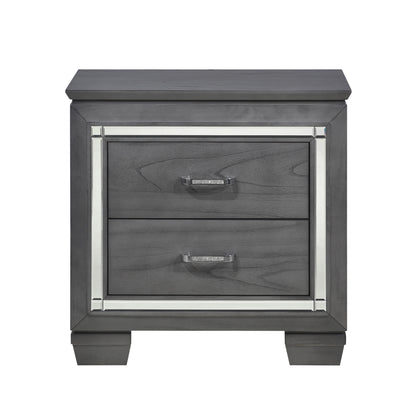 Homelegance Nightstand Allura Gray Finish with Crystal Accents 1916GY-4