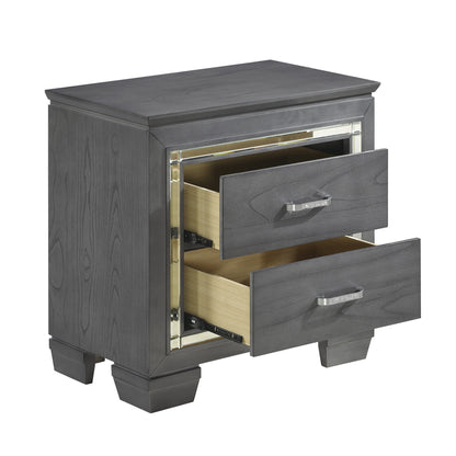 Homelegance Nightstand Allura Gray Finish with Crystal Accents 1916GY-4