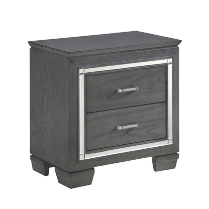 Homelegance Nightstand Allura Gray Finish with Crystal Accents 1916GY-4