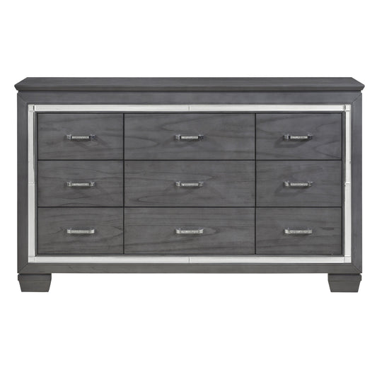 Homelegance Dresser Allura Gray Finish with Mirror Accent and Crystal Hardware 1916GY-5