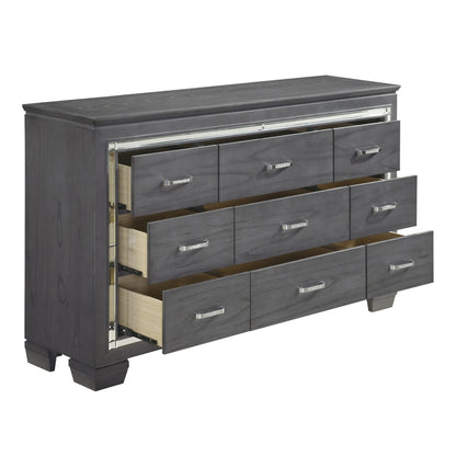 Homelegance Dresser Allura Gray Finish with Mirror Accent and Crystal Hardware 1916GY-5