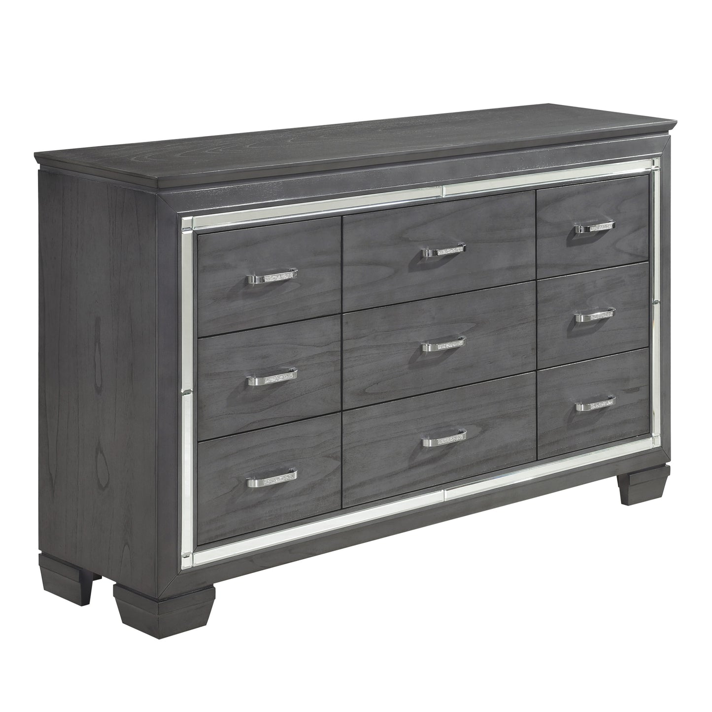 Homelegance Dresser Allura Gray Finish with Mirror Accent and Crystal Hardware 1916GY-5