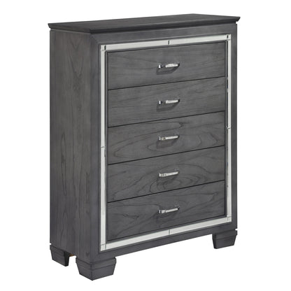 Homelegance Chest Allura Gray Finish with Mirror Accent and Crystal Pulls 1916GY-9