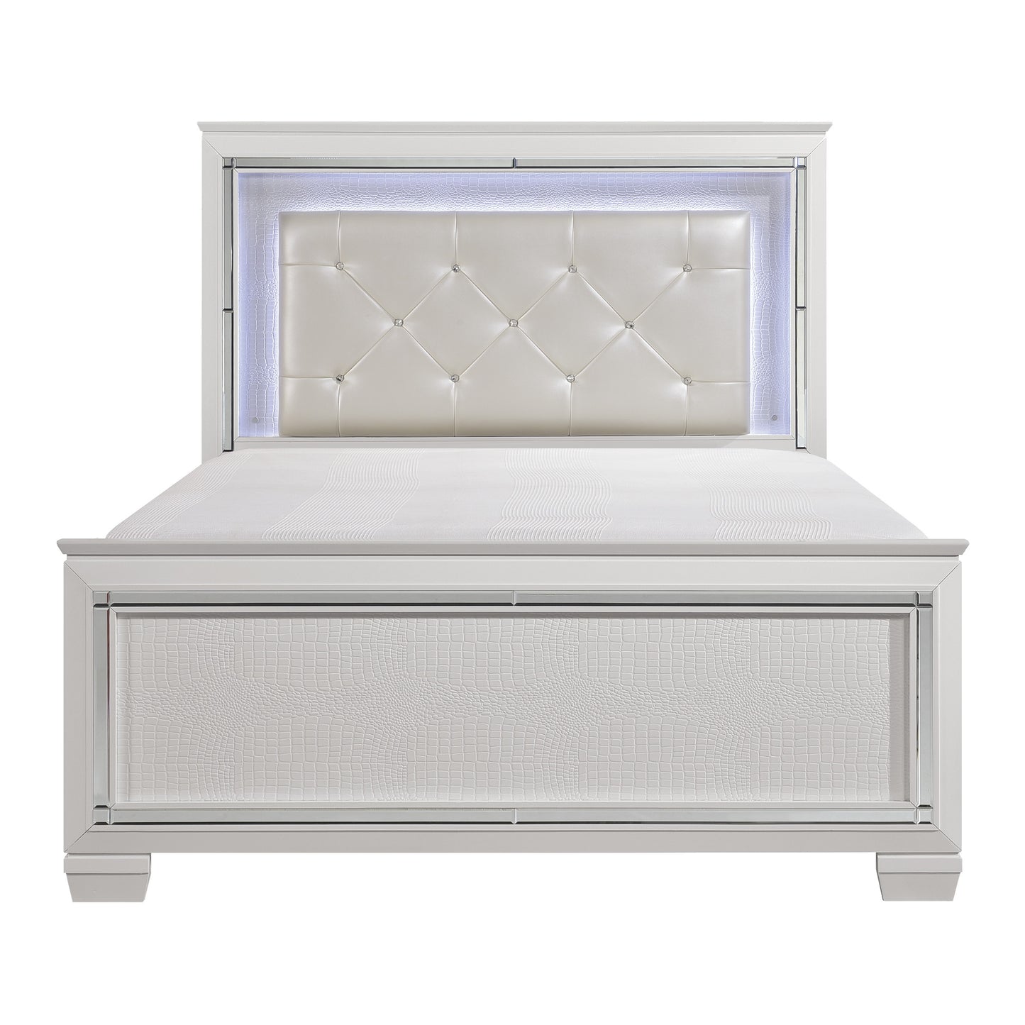 Homelegance Queen Bed Allura White Finish with LED Backlight 1916W-1