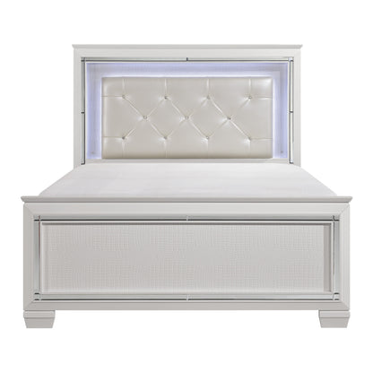 Homelegance Queen Bed Allura White Finish with LED Backlight 1916W-1