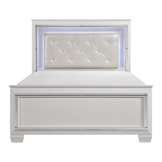 Homelegance Queen Bed Allura White Finish with LED Backlight 1916W-1