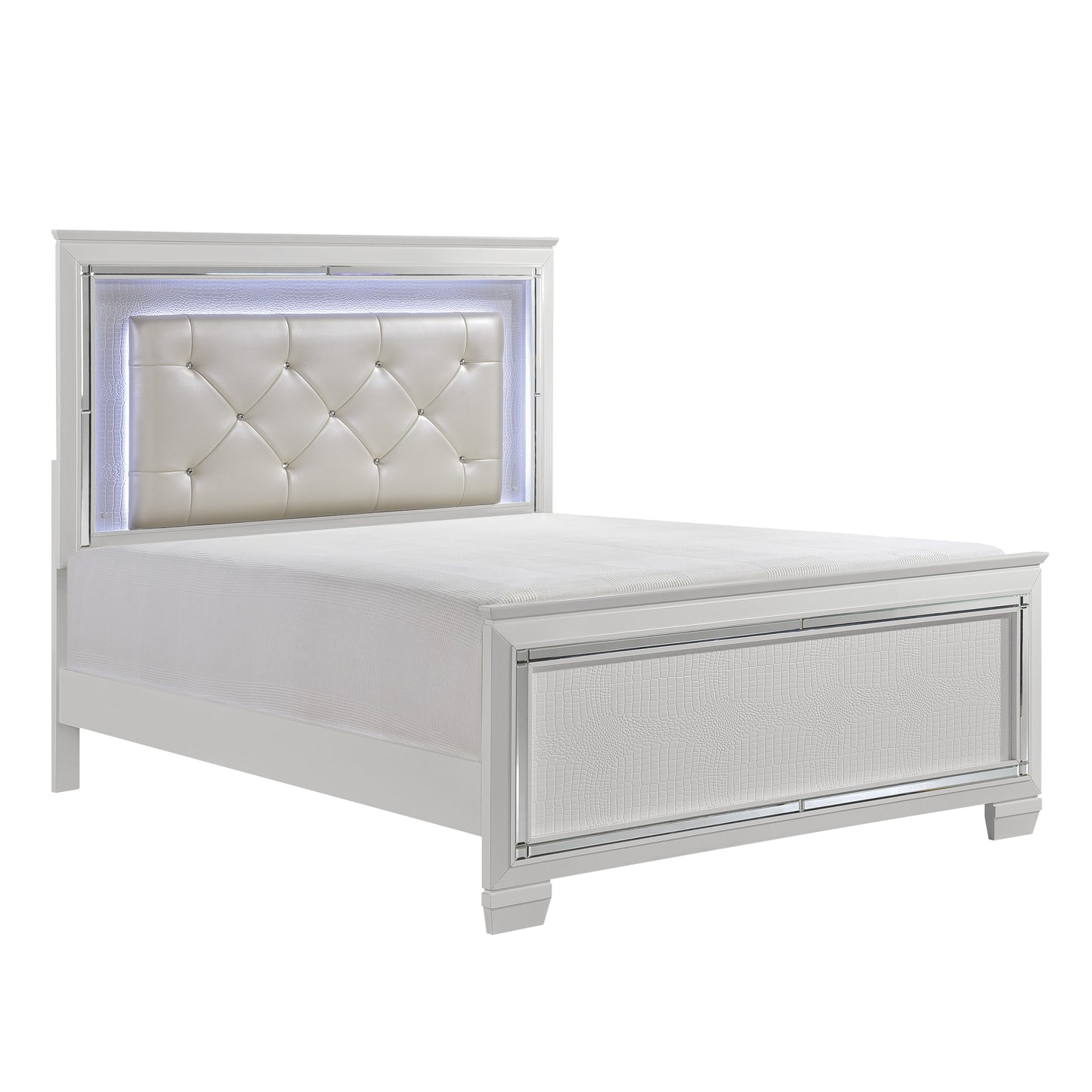 Homelegance Queen Bed Allura White Finish with LED Backlight 1916W-1