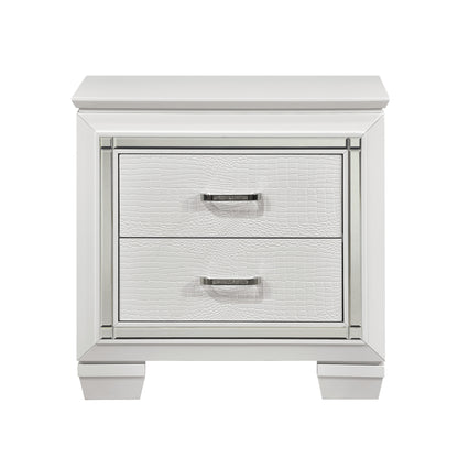 Homelegance Allura Nightstand White Finish with LED Backlight and Mirror Accent 1916W-4