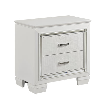 Homelegance Allura Nightstand White Finish with LED Backlight and Mirror Accent 1916W-4