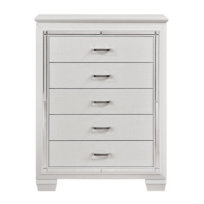 Homelegance Chest Allura White Finish Elegant Design with Faux Alligator Detail 1916W-9