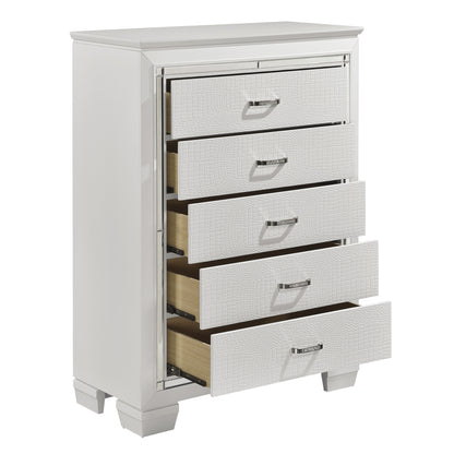 Homelegance Chest Allura White Finish Elegant Design with Faux Alligator Detail 1916W-9