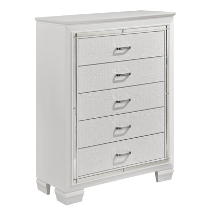 Homelegance Chest Allura White Finish Elegant Design with Faux Alligator Detail 1916W-9