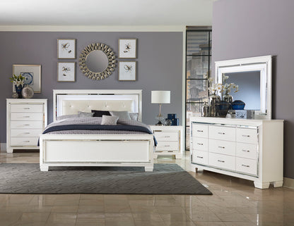 Homelegance Dresser Allura White Finish with Crystal Accents and Faux Alligator 1916W-5